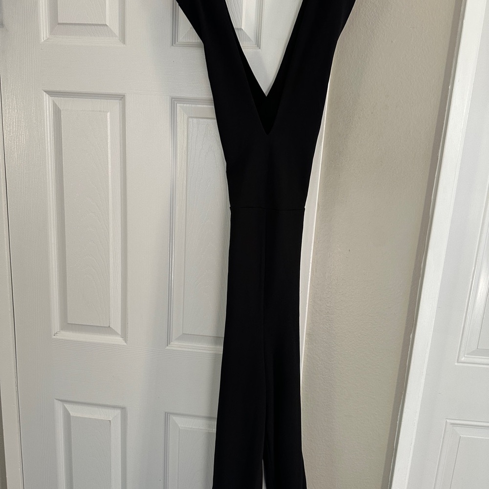 NWT Lulu's Thinking Out Loud Classic Black V-Neck Jumpsuit